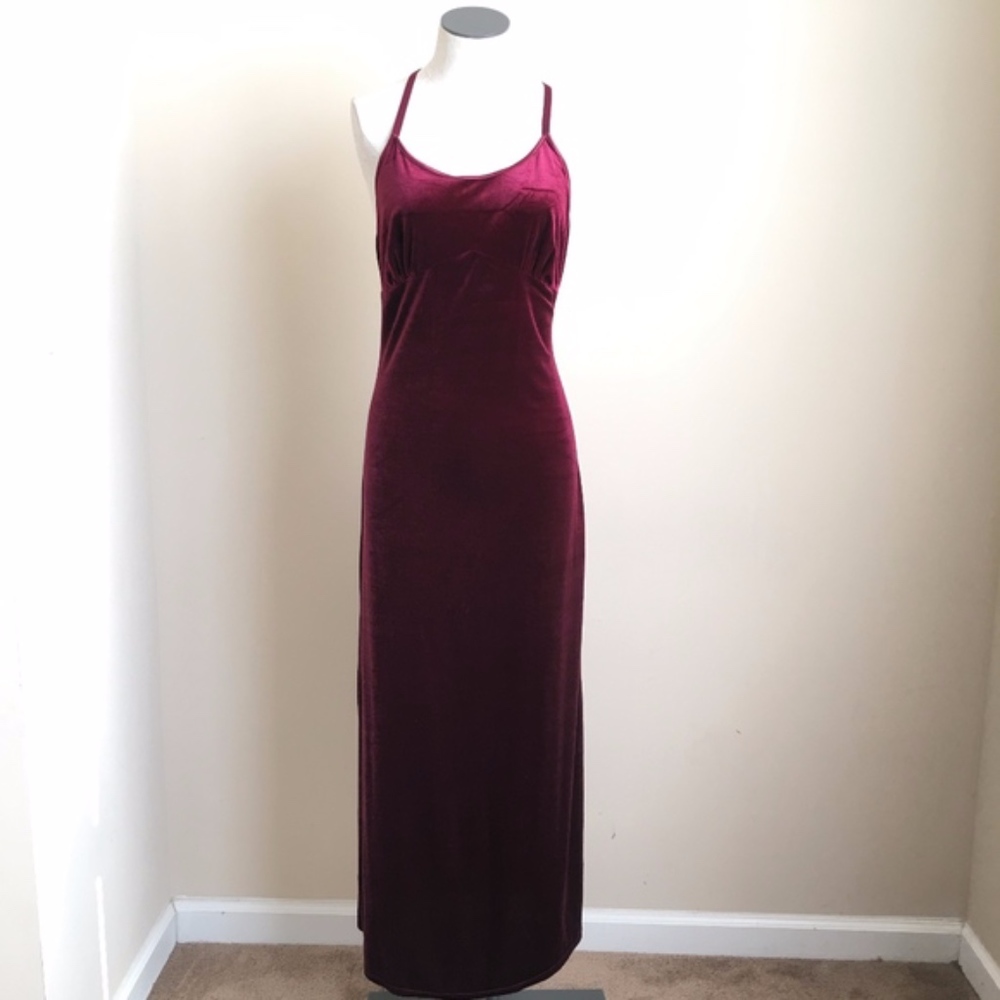 Charlie's Rose Low Back Velvet Maxi Dress
